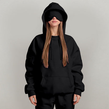 Damen kuscheliger Oversized Hoodie mit integrierter Augenmaske Stalluxe
