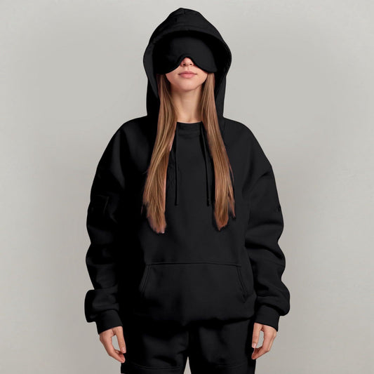 Damen kuscheliger Oversized Hoodie mit integrierter Augenmaske Stalluxe