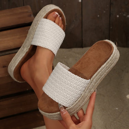 Damen Komfortable mit Weichgewebe umwickelte Plateau-Sandalen Stalluxe