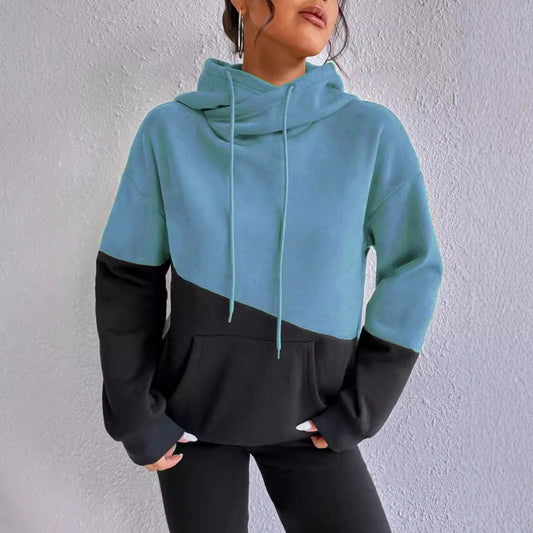 Damen gemütlicher Hoodie mit asymmetrischem Farbblockdesign Stalluxe