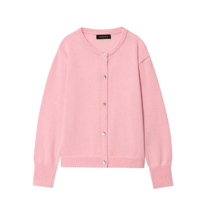 Damen stilvolle Strickjacke mit Knopfleiste und Rundhalsausschnitt Stalluxe