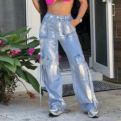 Damen Cargo-Jeans im Street-Style mit einzigartigen Designelementen Stalluxe