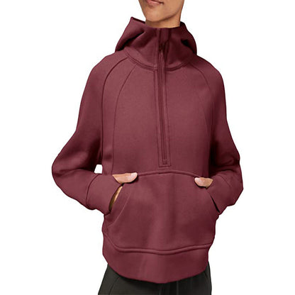Damen sportlicher Fleece-Hoodie mit halbem Reißverschluss Stalluxe