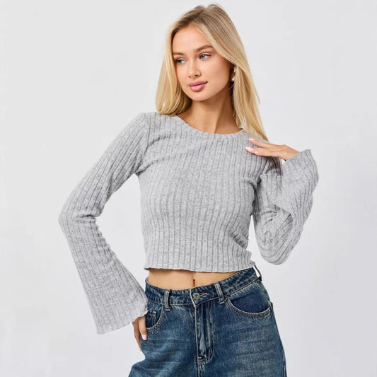 Damen Crop-Top mit weitem Arm Stalluxe