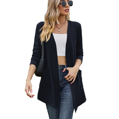 Damen Strickjacke mit offener Front und eingearbeiteten Taschen Stalluxe
