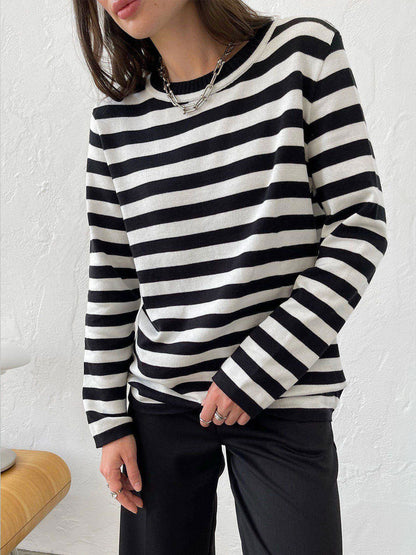 Damen lässiger Strickpullover mit gestreiftem Muster und weitem Schnitt Stalluxe