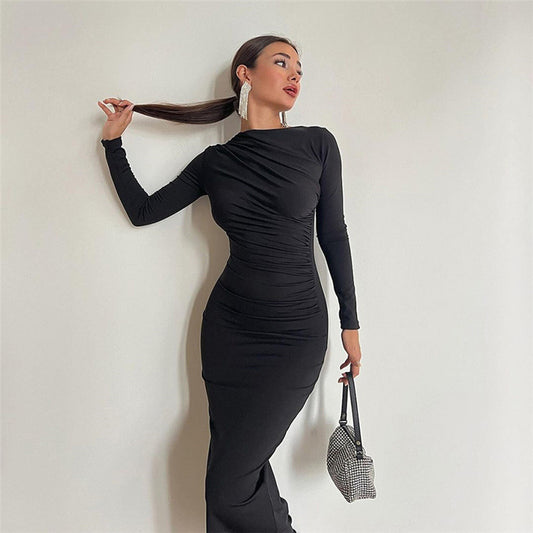 Damen Raffiniertes Langarmkleid mit figurbetonendem Schnitt Stalluxe
