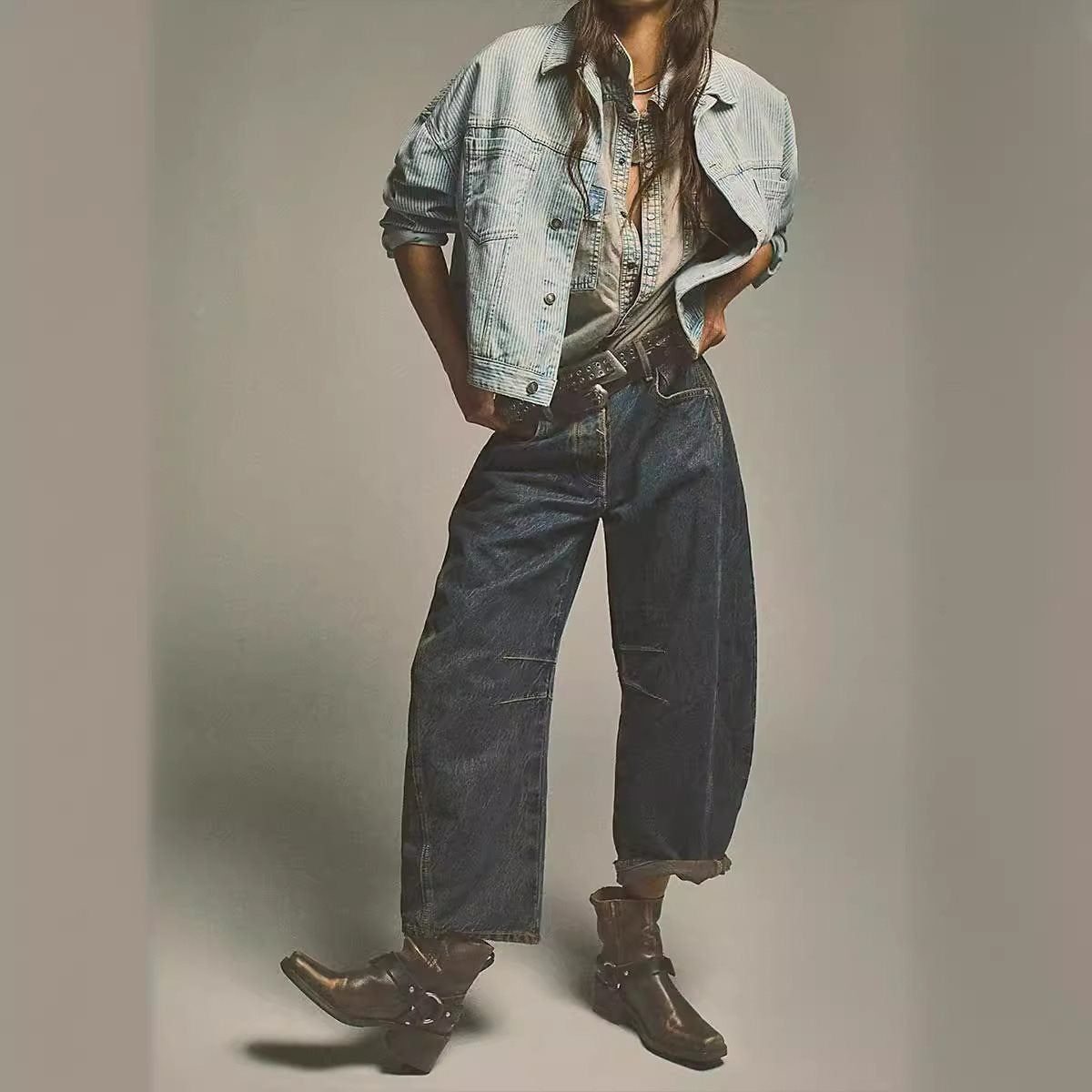 Damen Bequeme und lässige Jeans mit weitem Schnitt Stalluxe