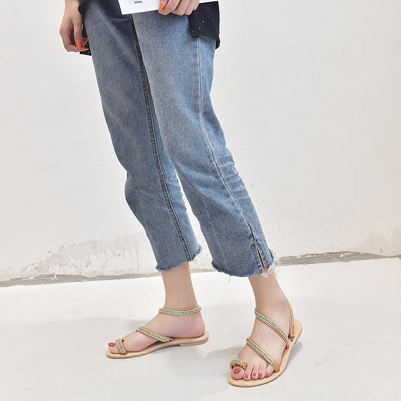 Damen Elegante Sandalen mit Kristallverzierungen und transparenter Oberfläche Stalluxe
