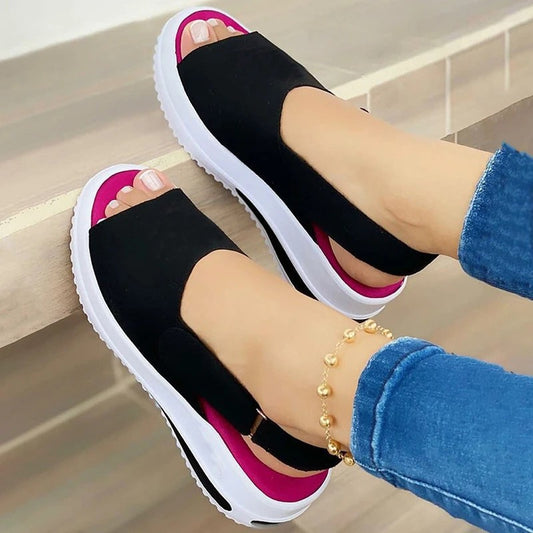 Damen Bunte Sandalen mit elastischer Ferse Stalluxe