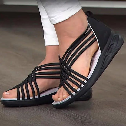 Damen modische Wedge-Sandaletten mit flexiblem Riemendesign und ergonomischem Fußbett Stalluxe