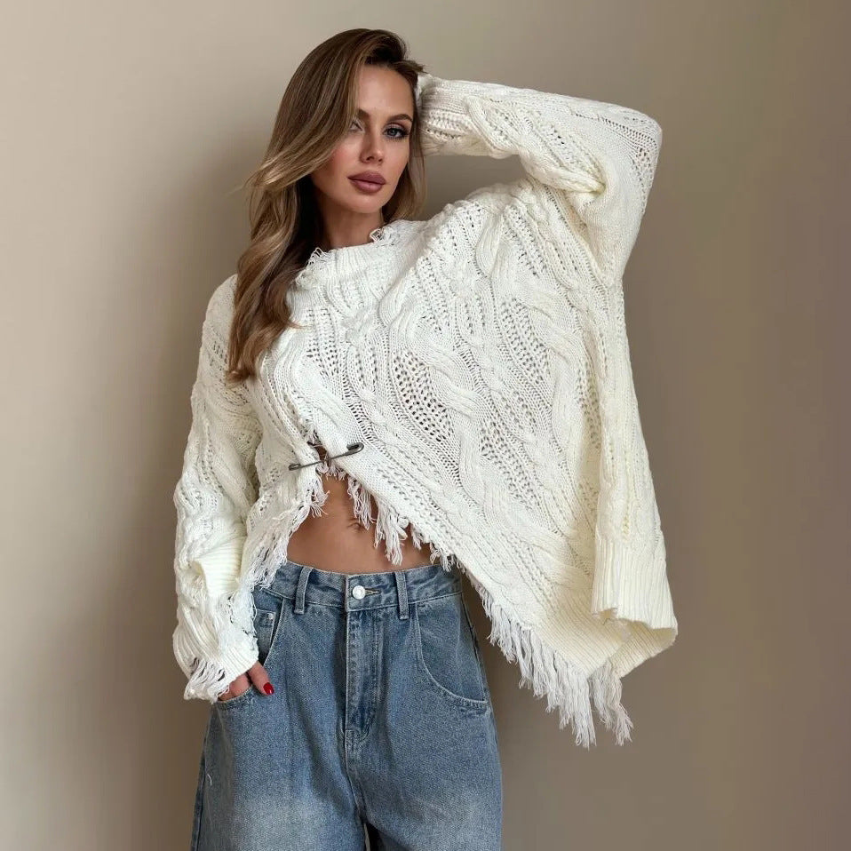 Damen Oversized Strickpullover Stalluxe Weiß