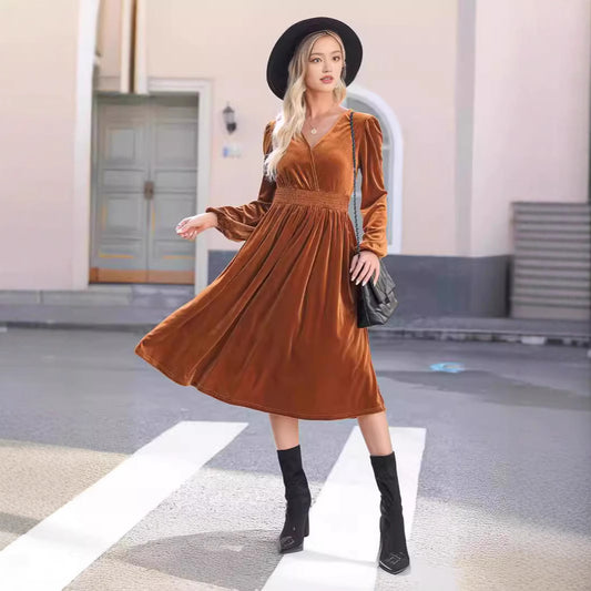 Damen Samt Kleid Stalluxe