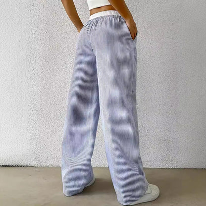 Damen Weite gestreifte Freizeithose Stalluxe