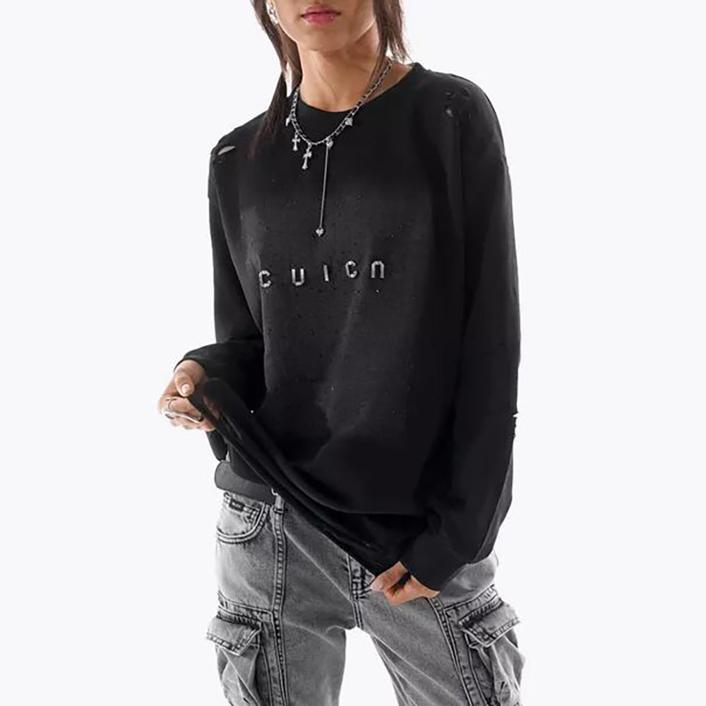 Damen Oversize Sweatshirt mit modischen Designelementen Stalluxe Schwarz