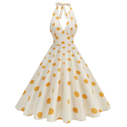 Damen Midikleid mit schulterfreiem Design und verspieltem Polka-Dots-Muster Stalluxe