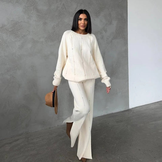 Damen Cozy Strickanzug mit modernem Schnitt und dezenten Akzenten Stalluxe