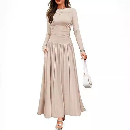Damen Maxikleid mit langem Arm und praktischem Taschen-Design Stalluxe
