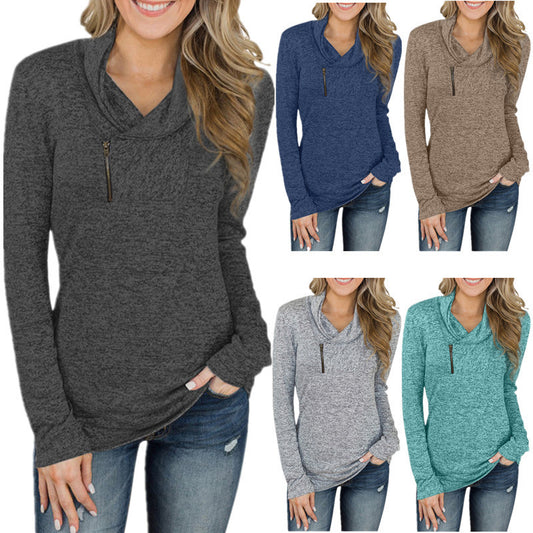 Damen gemütlicher Pullover mit Kragen und Reißverschluss Stalluxe