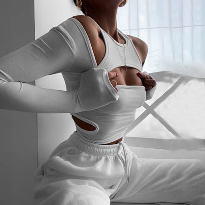 Damen Trendiges Cut-Out Langarmoberteil Stalluxe