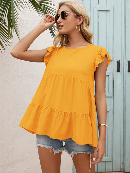 Damen lässige Bluse mit Rüscheneinsatz und voluminösem Schnitt Stalluxe