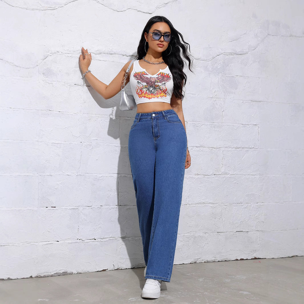Damen Weite High-Waist Jeans im Casual-Look Stalluxe