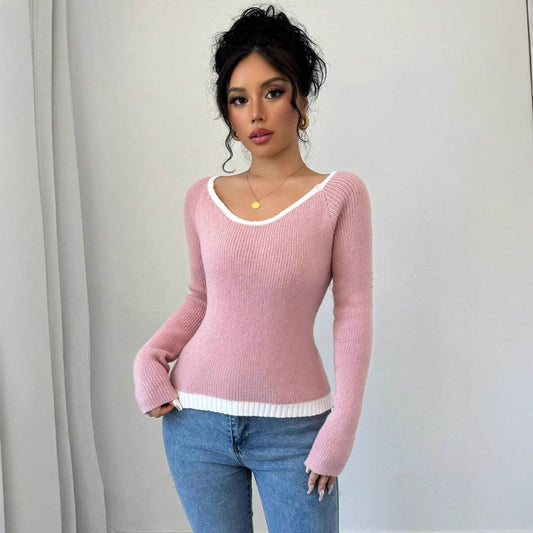Damen Feinstrickpullover mit kontrastierendem Saum Stalluxe