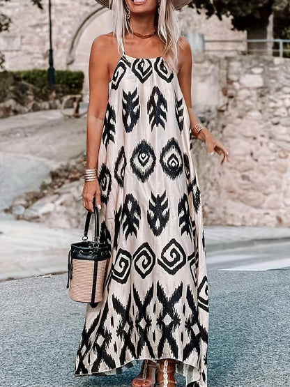 Damen luftiges Maxikleid mit elegantem Ethno-Muster Stalluxe
