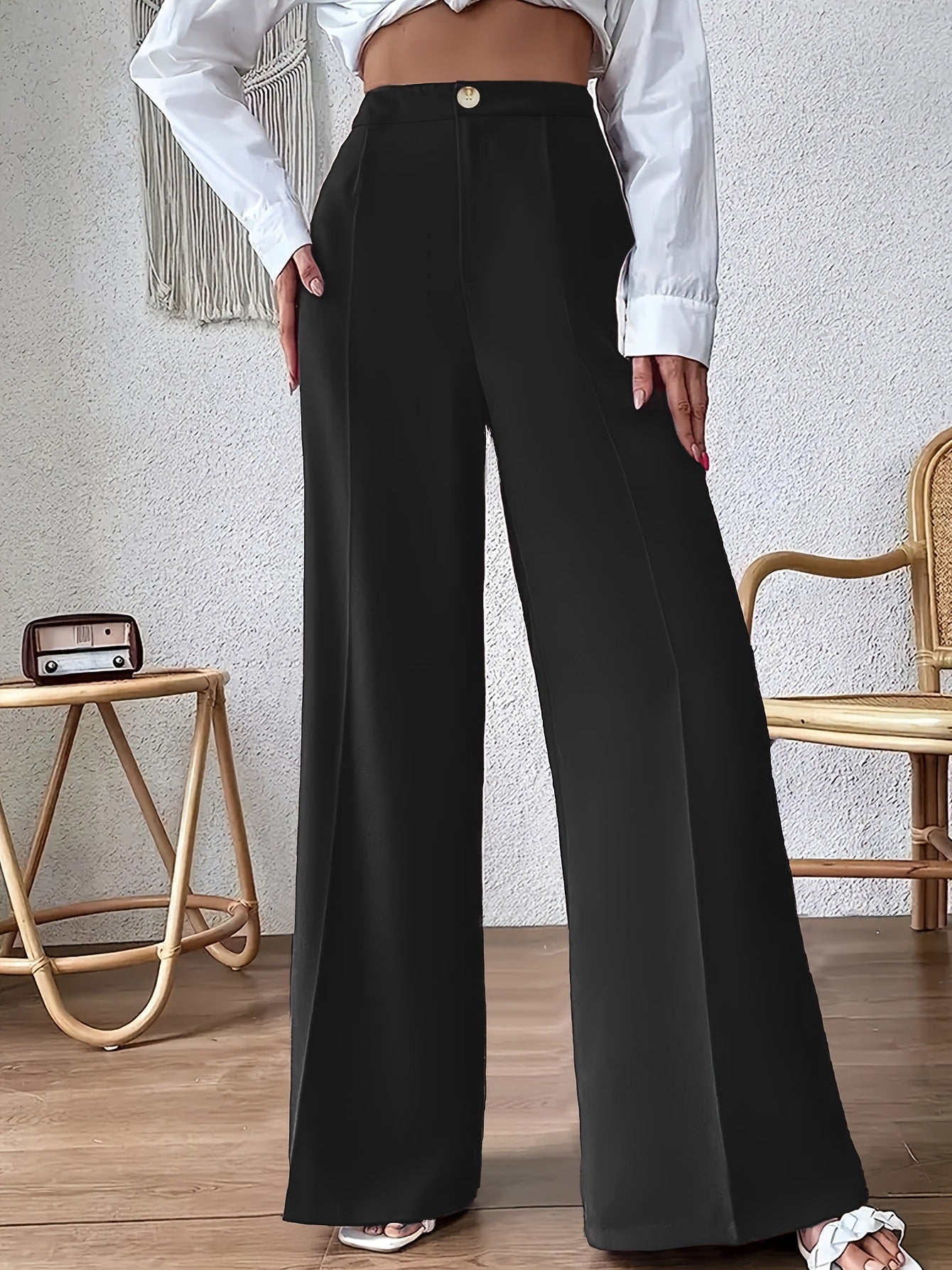 Damen Elegante und weite Hose mit hohem Bund Stalluxe
