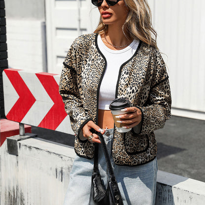 Damen Mit Leopard-Print verzierte Freizeitjacke Stalluxe