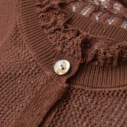 Damen Süßes Strickoberteil mit Rüschendetails und Knopfleiste Stalluxe