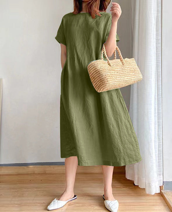Damen Leichtes und vielseitiges Sommerkleid mit Taschen Stalluxe