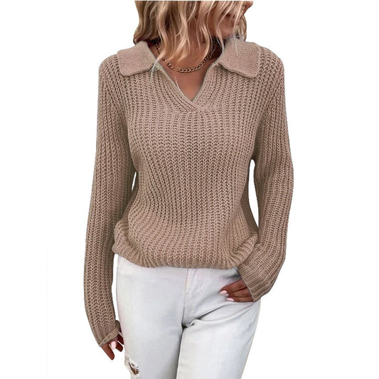 Damen Strickpullover mit schickem Kragen und lässigem Schnitt Stalluxe