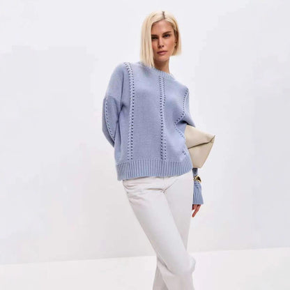 Damen Grober Strickpullover mit eleganter Struktur und weitem Schnitt Stalluxe