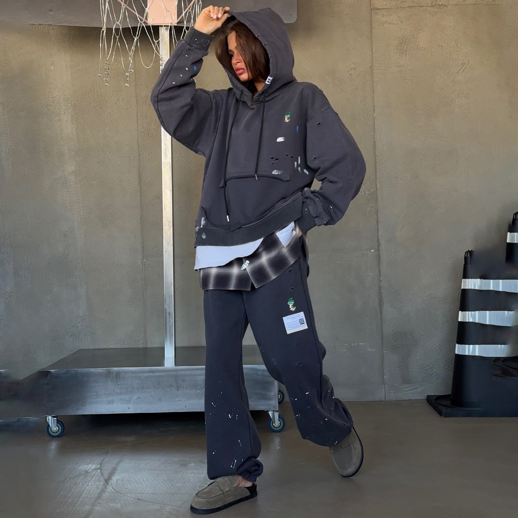 Damen Oversized Kapuzenpullover mit speziellen Designelementen Stalluxe