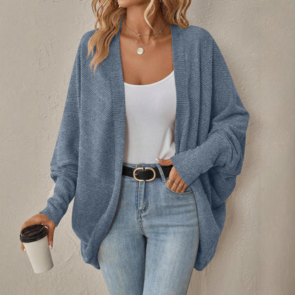 Damen lässige Strickjacke mit offenem Schnitt und modernem Texturmuster Stalluxe