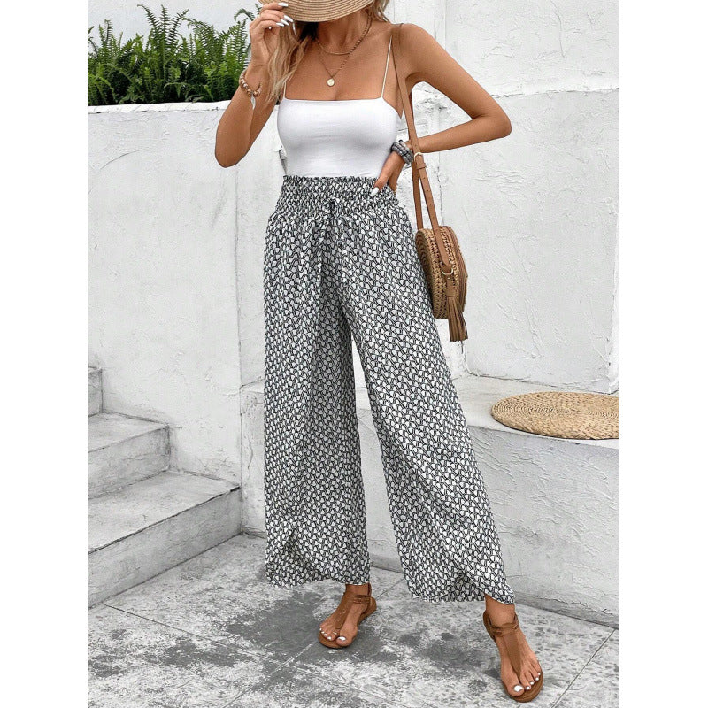 Damen weite Palazzo-Hose mit elastischem Bund und angesagtem Muster Stalluxe