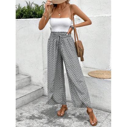 Damen weite Palazzo-Hose mit elastischem Bund und angesagtem Muster Stalluxe