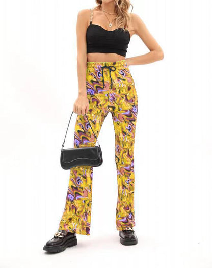 Damen Modeflair Hose mit künstlerischem Muster und elastischem Bund Stalluxe