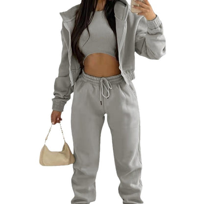 Damen sporty cropped Hoodie und Jogginghose Set Stalluxe