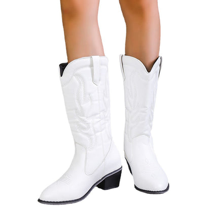 Damen Cowboy-Stiefel mit modischen Verzierungen und Blockabsatz Stalluxe