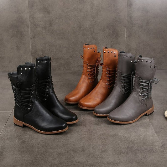 Damen modische Schnürstiefel mit eleganter Verzierungen Stalluxe