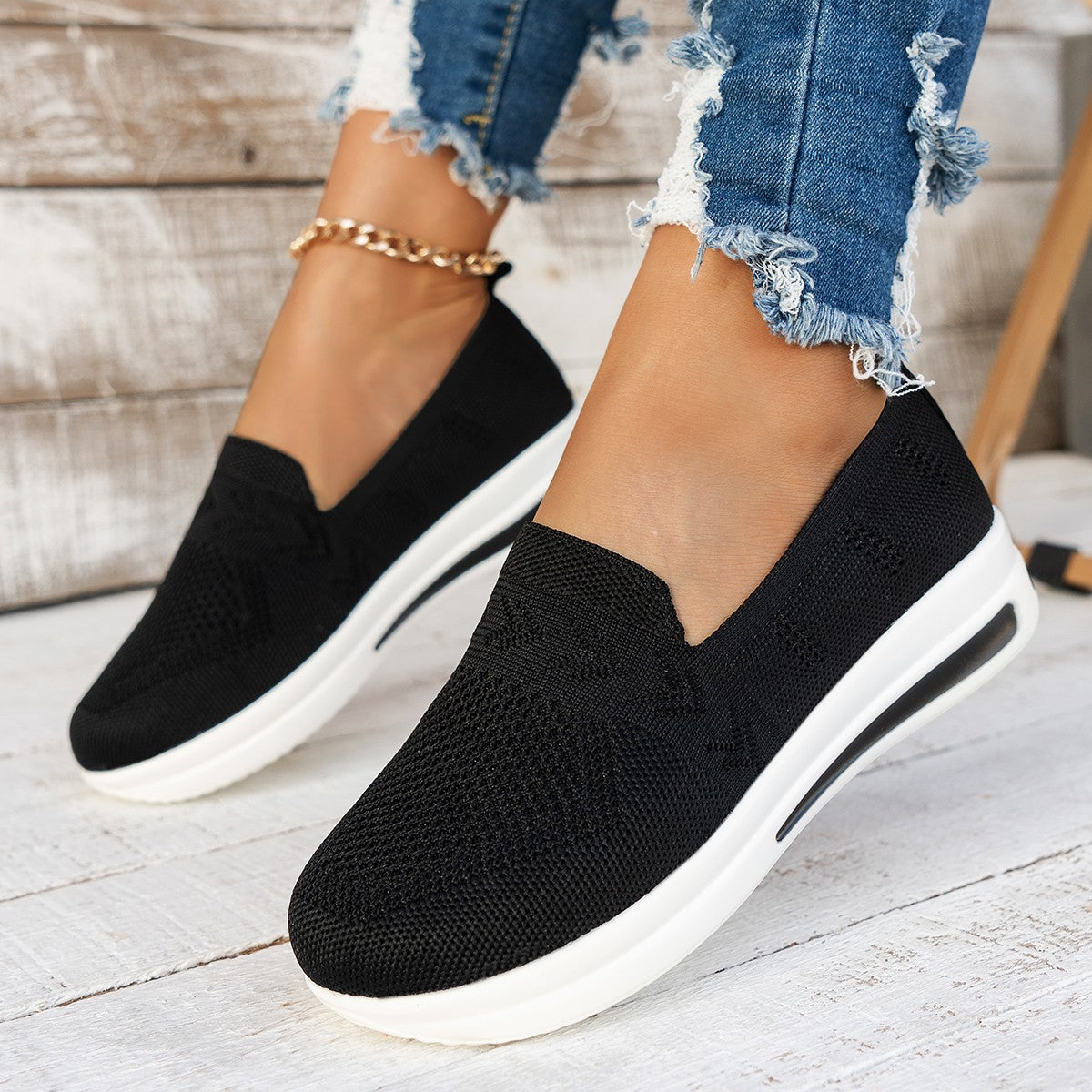 Damen Slip-On Sneakers mit atmungsaktivem Mesh-Obermaterial und gepolsterter Sohle Stalluxe