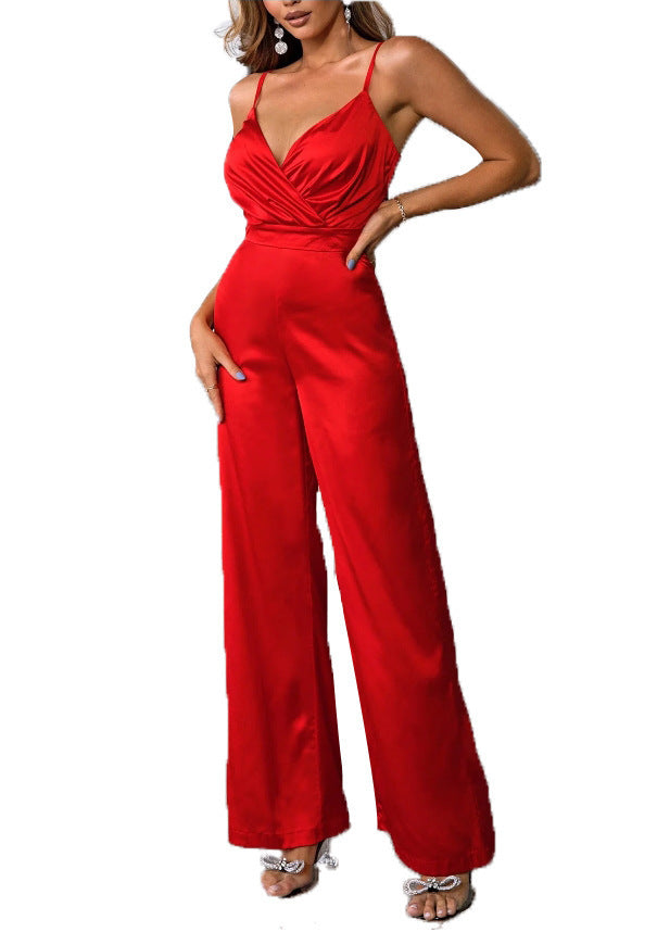 Damen Eleganter Jumpsuit mit schmalen Spaghetti-Trägern und figurbetonter Silhouette Stalluxe