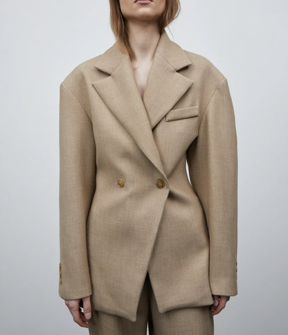 Damen Modischer Oversized Blazer mit doppelter Knopfleiste und strukturiertem Stoff Stalluxe