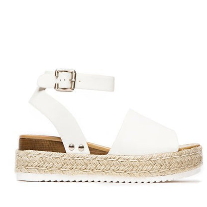 Damen Plateau-Sandalen mit verstellbarem Knöchelriemen und Jute-Details Stalluxe