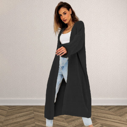 Damen Langer gestrickter Cardigan mit lässigem Schnitt und strukturierter Textur Stalluxe