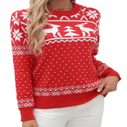 Damen gemütlicher Winterpullover mit winterlichem Motiv Stalluxe