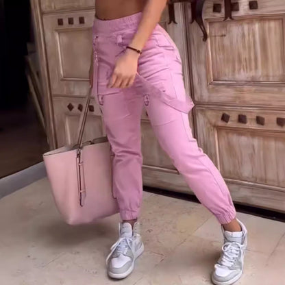 Damen Cargo-Hose mit praktischen Seitentaschen und verstellbarem Bund Stalluxe