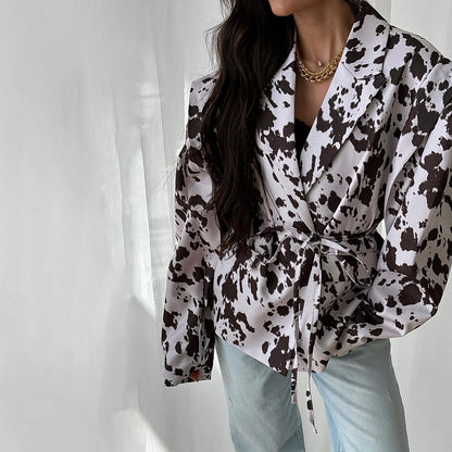 Damen Oversized Blazer mit Gürtel und Schulterpolstern Stalluxe -